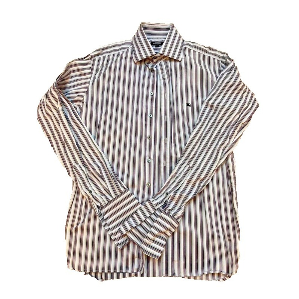 Burberry of London Long‎ Sleeve Dress Shirt Striped Cotton Mens Size 15.5